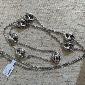 Silver Puffed Chain Link Necklace Silver New